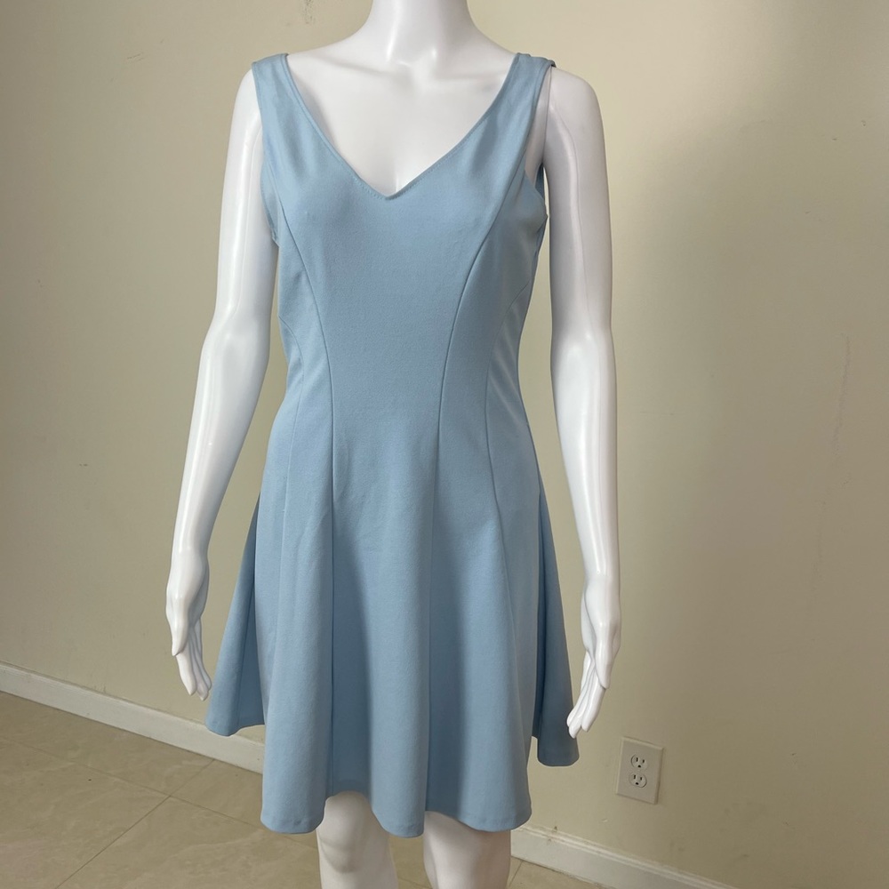 Light Sky Blue A-Line V-Neck Dress - Gem